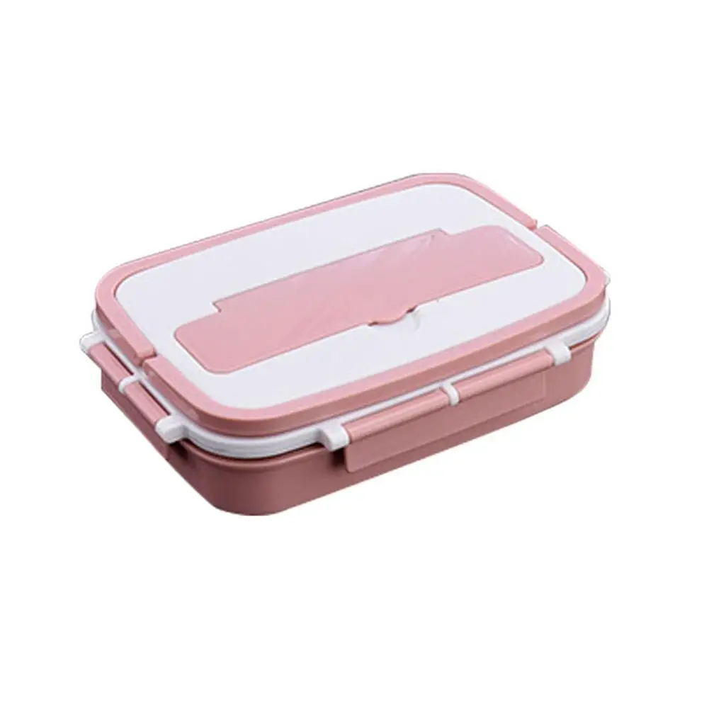 Bento Box 4 сетки большой Ланч-бокс из нержавеющей стали Ланч-бокс Герметичный для детей школьный контейнер для еды Портативный Ланч-бокс для работников - Цвет: Pink
