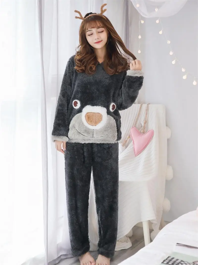 

Women Winter Cute Cartoon Sheep Sleepwear Suit Character Warm Pullover And Soft Home Wear Pajama Sets