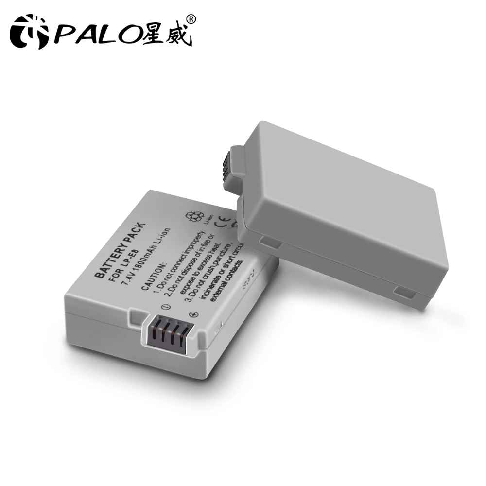 PALO 4 шт. LP-E8 LP E8 LPE8 1800 мАч батарея для камеры+ ЖК двойное зарядное устройство для Canon EOS 550D 600D 650D 700D Rebel T2i T3i T4i T5i