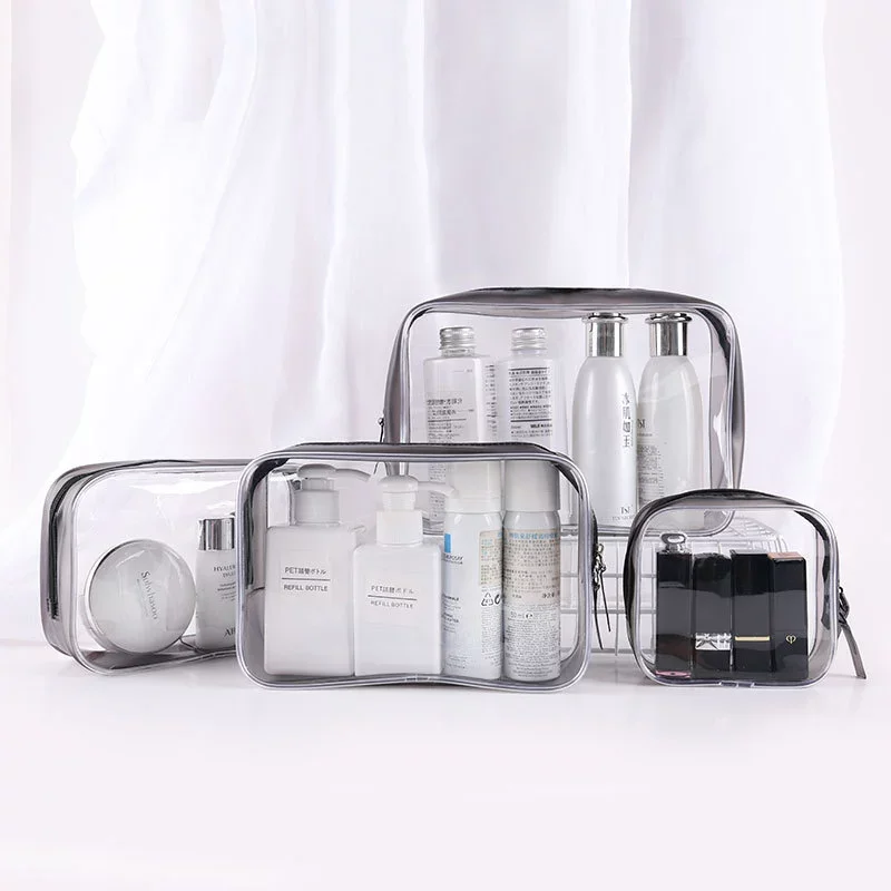 Women Make-up Hand Bag Casual Style PVC Zipper 2020 New Fashion Portable High-Capacity Black Transparent | Украшения и аксессуары