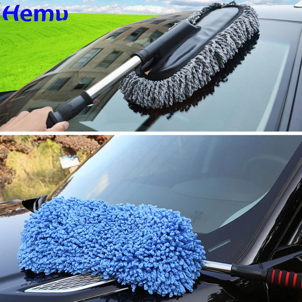 Upgrade Car Retractable Wax Tow Microfiber Dust Cleaning Brush Car Room