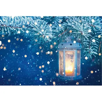 

Winter Pine Branches Backdrop Snow and Lantern Photography Background Welcome the New Year Party Decor Photo Booth Studio Props