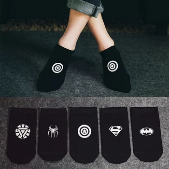 

New Marvel Comics Heroes General Socks Cartoon Iron Man Captain America High Temperature Stitching Pattern Casual Men's Socks