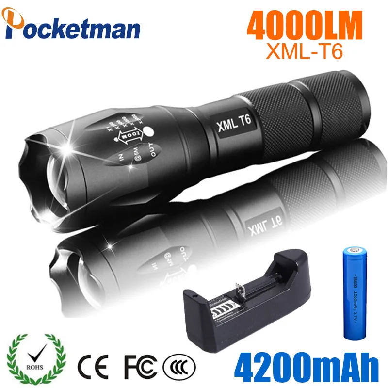 

Rechargeable Flashlight torch XML T6 linterna torch 18650 Battery Powerful Led Waterproof Light Best For climbing camping hiking