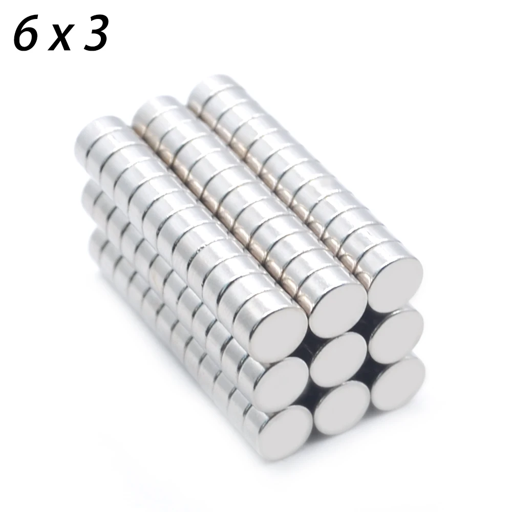 

2000 pcs. Neodymium N50 Diameter 6mm x 3mm Strong Magnets Tiny NdFeB Disc Rare Earth For Craft Models Stick Refrigerator
