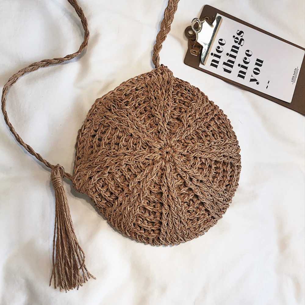 round woven basket purse