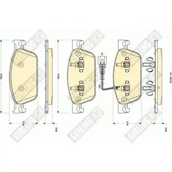 

Brake pads VW MULTIVAN/TRANSPORTER V (2E4) 09-front indicator GIRLING 6118872