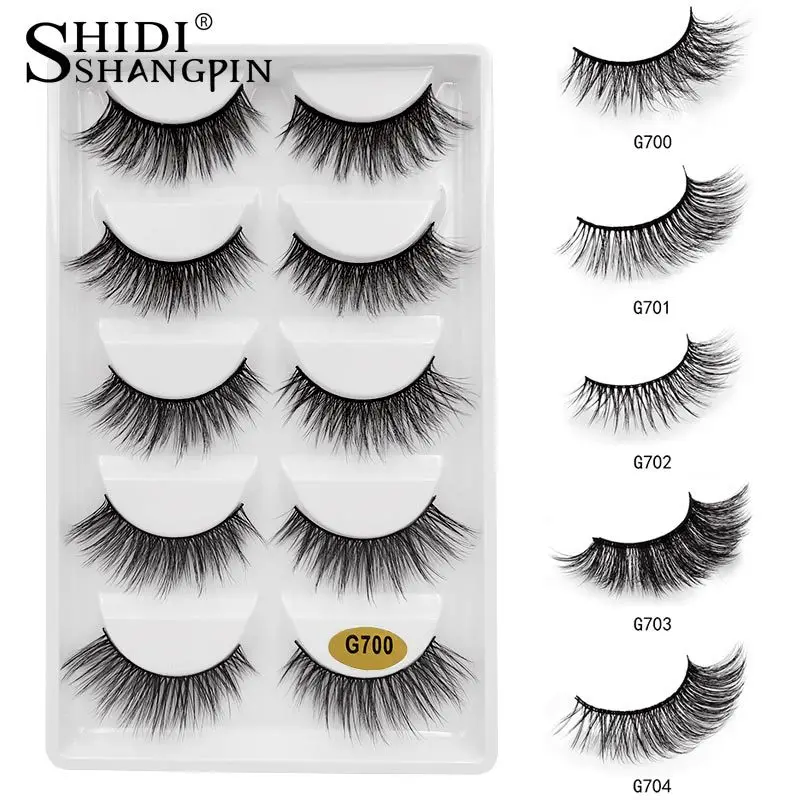 

New Style False Eyelashes 5-Pairs 3D Mink Fur Eyelash Natural Thick Cross Volume Lashes Extension Makeup Tools
