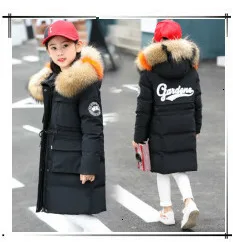 30 degrees Children Baby girl clothing Winter Thicken Parka Kids Faux Fur Hooded Coat Plus velvet Jackets clothes snowsuit
