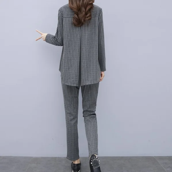 4XL 5XL Plus Size Tracksuit Two Piece Outfits Women Long Sleeve Top And Pants Stripe Print Set Sportwear DA727 |