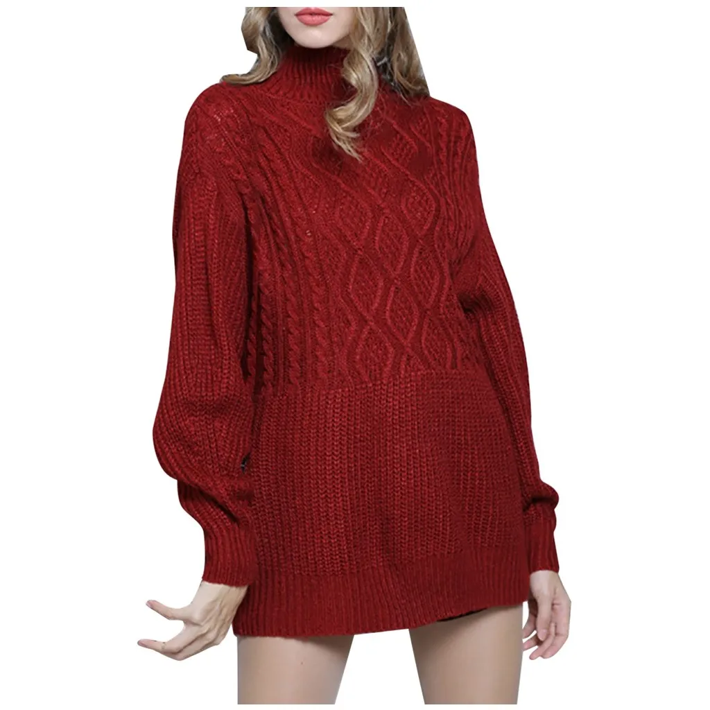 Pull femme nouveaute зимний женский свитер с круглым вырезом и длинным рукавом, Одноцветный вязаный свитер, Повседневный свитер Джерси mujer truien