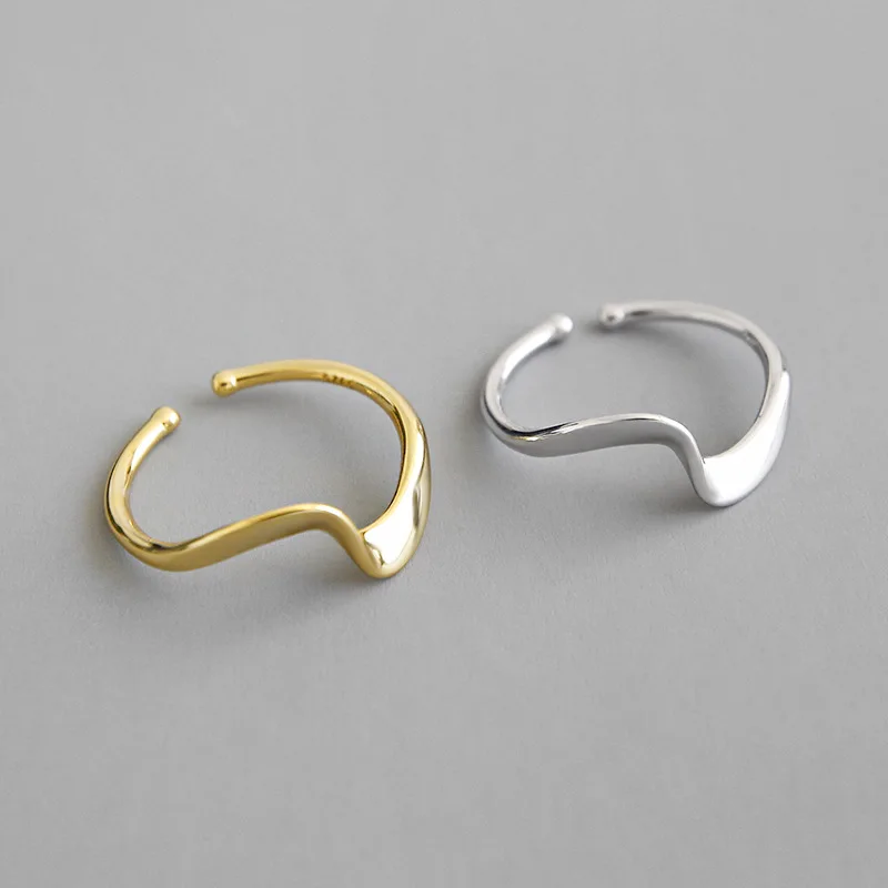 LouLeur, серебро 925 пробы, волнистые кольца для пар, золотые, нестандартные, минималистичные, открытые кольца для женщин, модное серебро 925, ювелирные изделия, подарки