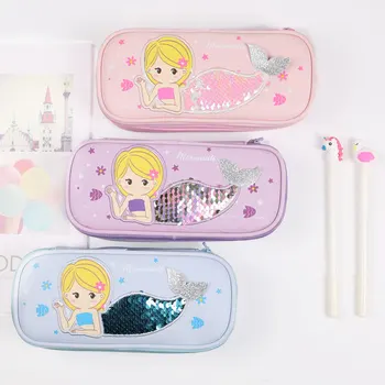 

Mermaid sequin pencil case cartoon large-capacity stationery bag multifunctional stationery box