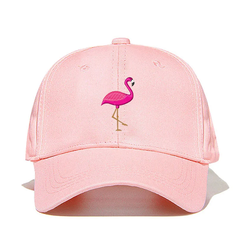 Pink Новинка года; дизайнерская шапочка из хлопка с вышивкой Фламинго; модная шапка для папы; сезон весна-осень; шапка для гольфа; женская шапка; Прямая поставка - Цвет: Pink