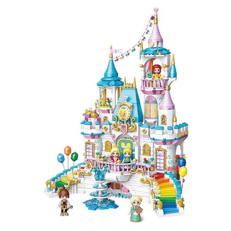 女の子のための城のプリンセスおもちゃ 城のビルディングブロック レインボー 城 中世のモデル 女の子のためのゲームハウス クリスマスプレゼント ブロック Aliexpress