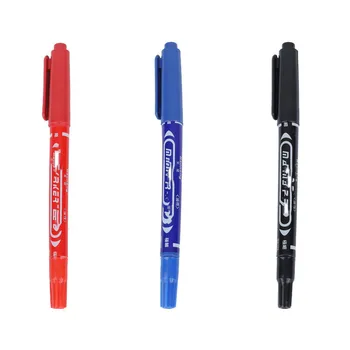

10pc Twin Tip Permanent Marker Pen for Writing Drawing Fine Point Waterproof Ink Thin Crude Nib Scrapbook Markers Black Blue Red