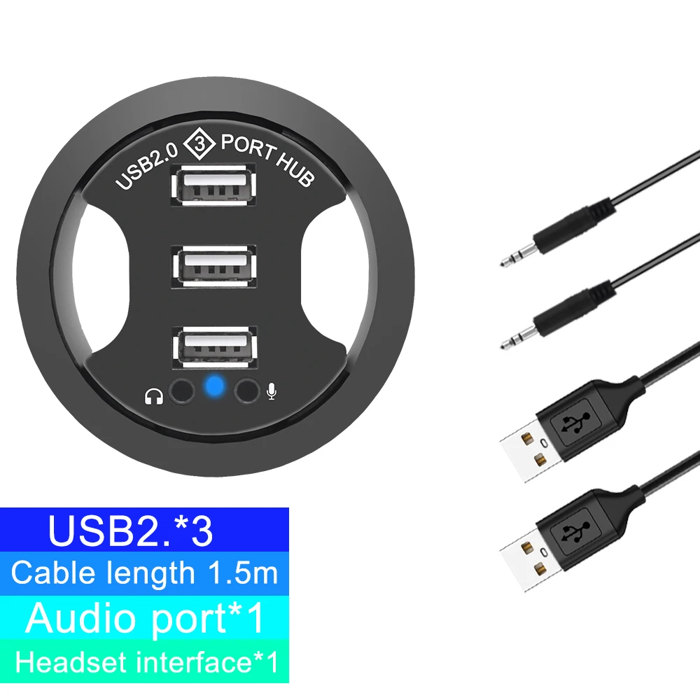 Hub USB com várias portas, Desktop Grommet,