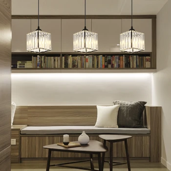 

Crystal glass chandelier modern style pendent light lamp with e27 light bulb used in bedroom, corridor, living room, kitchen