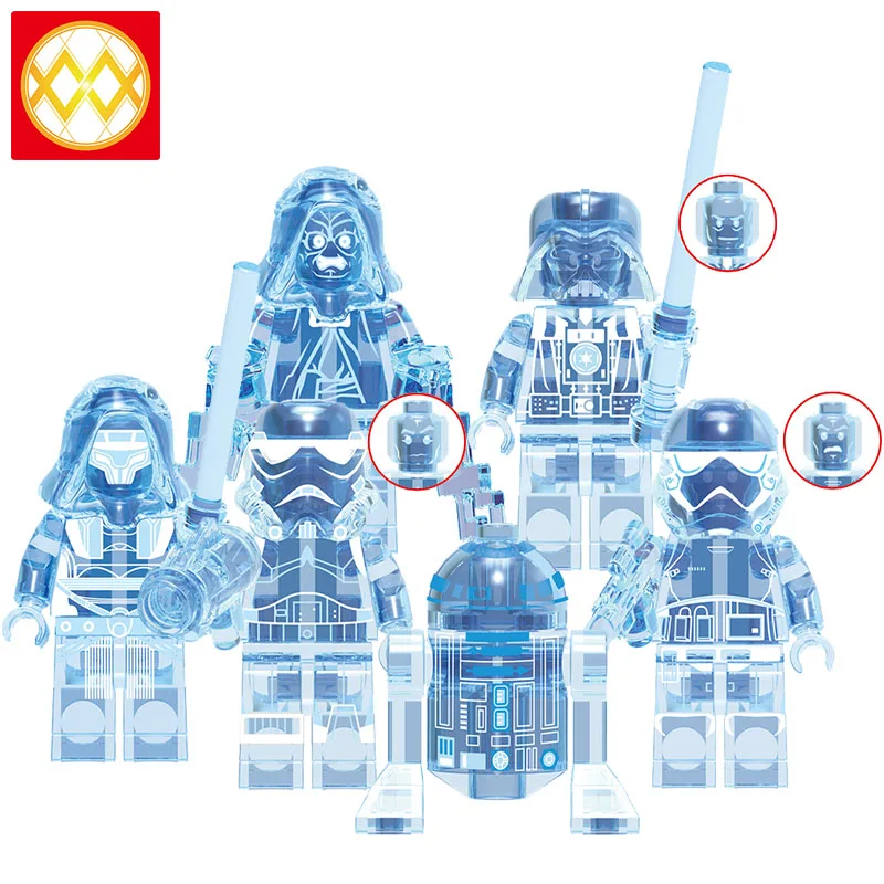

X0287 Star Wars Holographic Paspavan Darwin Darwin Darth Vader Transparent Collection Building Blocks Toys