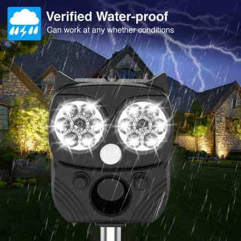 

Solar Powered Ultrasonic Animal Repeller With Ultrasonic Sound Motion Sensor And 14LED Strong Flashing Light Waterproof