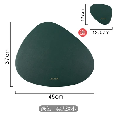 green Коврик для посуды, столовые приборы, обеденный стол, нечетная форма, кожа, водонепроницаемые, маслостойкие, изоляционные прокладки из искусственной кожи, Нескользящие, скандинавские, простые - Цвет: green