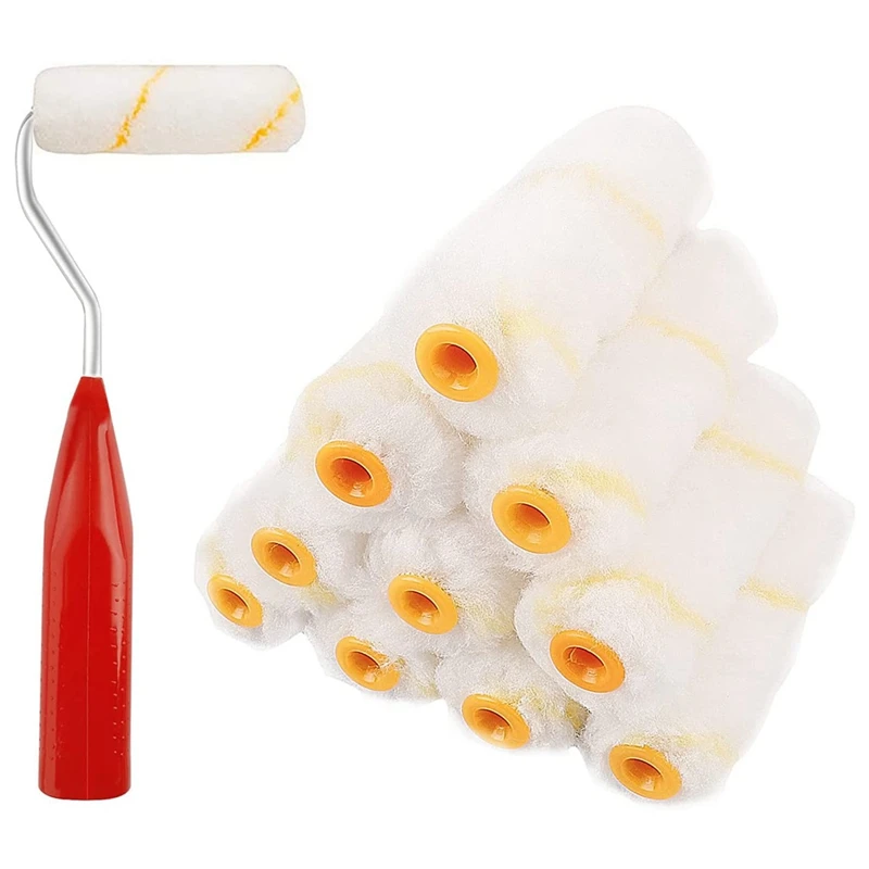 artist paint brushes 11Pcs Paint Roller Cover Set, 4 Inch Wall Painting Microfiber Paint Roller Tool Kit for Wall Painting, Stains Cleaning small paint brushes