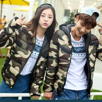 

Winter Zipper Hooded Men's Down Cotton Jackets Camouflage Print Slim Coats Men Cotton Short Coat Wadded Jacket For Male Casual