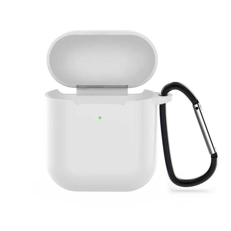 02 Soft Silicone Bluetooth Earphone Case For AirPods 2 Protective Cover Skin Accessories for Apple Airpods Charging Box with Hooks - Цвет: 02