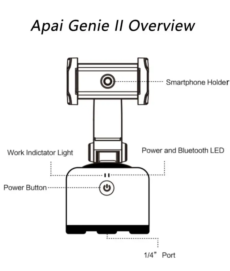 APAI GENIE II 360° Rotation Smart Selfie Stick Auto Face Object Tracking Camera Tripod Holder Smart Shooting Phone Mount