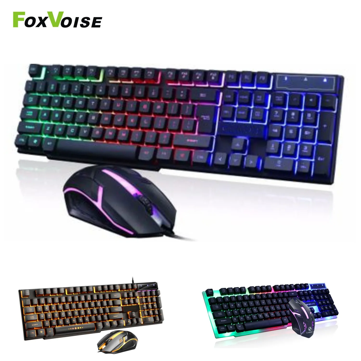 Gaming Keyboard and Mouse Set Gamer Mouse Keyboard Combo Kit LED luminous Backlit USB Wired Mouse and Keyboard For Desktop PC