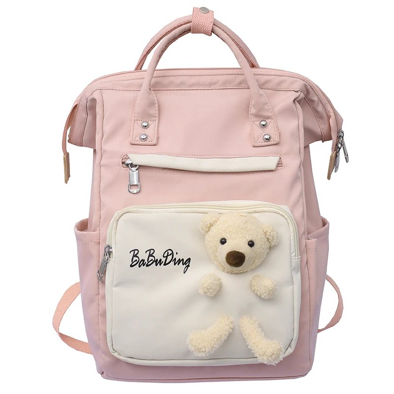 Nylon Backpack School-Bag Laptop Waterproof Student Fashion Women Kawaii Cute Buckle