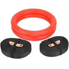 Пара красных ABS профессиональных гимнастических круглых колец для тренажерного зала, силовых тренировок с ремнями для гимнастических инструментов