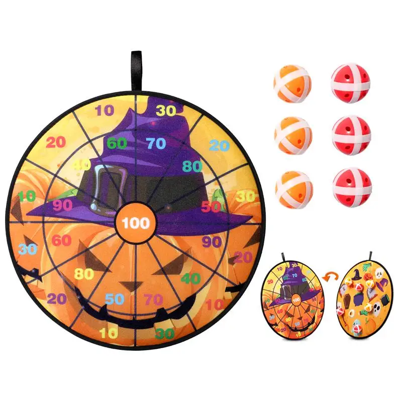 

Halloween Dart Board Set Interesting Double-Sided Dart Board Game Set Educational Plaything Round Dart Board Kit for Toddlers