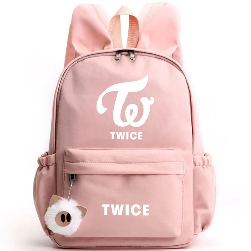 Kpop прекрасный дважды рюкзак женский парусиновый школьный рюкзак для путешествий для девочек-подростков с заячьими ушками милый рюкзак