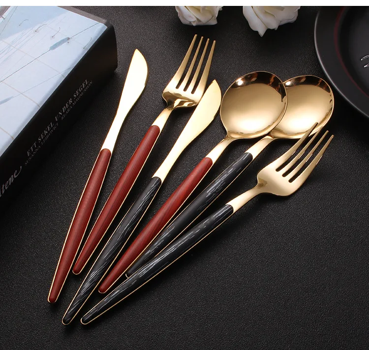 Stainless steel Portuguese cutlery set hotel western restaurant knife and fork handle cutlery fork spoon knife set