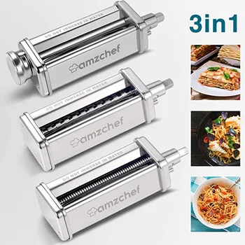 

1set Pasta Maker Attachments Set for KitchenAid Stand Mixer, including Pasta Sheet Roller, Spaghetti Cutter, Fettuccine Cutter