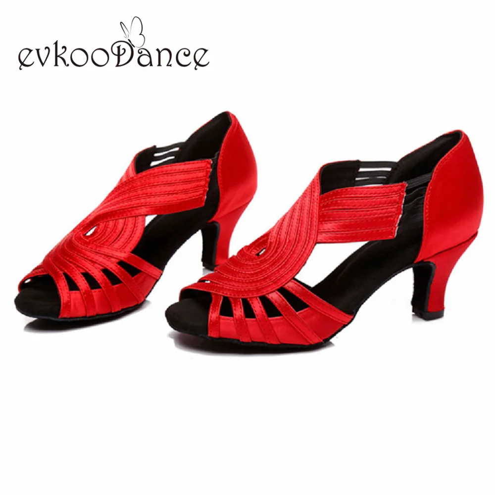 Zapatos De Baile Latino Mujer красный/черный/коричневый атласная танцевальная обувь, высота каблука 6/7 см Размеры свяжитесь с нами на возраст от 4 до 12 лет для Для женщин профессиональный NL339 - Цвет: red 6cm heel