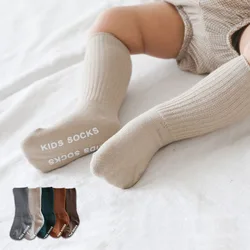 Chaussettes antidérapantes pour enfants de 0 à 5 ans, jambières en coton solide, chaussettes hautes et chaudes, cadeaux de nouvel an pour garçons et filles 