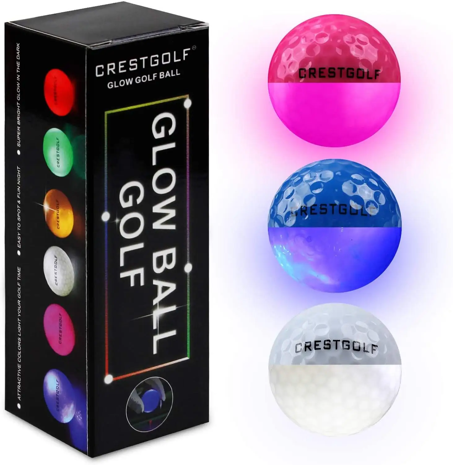 Amazon.com : Crestgolf 6 Pack Glow in The Dark Golf Balls