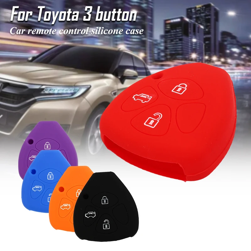 Remote Fob Cover Car Key Shell Soft Silicone Key Case Holder Automobile Foldable 3 Button Car Remote Control Case for Toyota