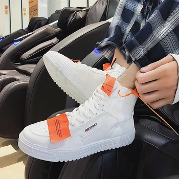 

Men's High-top Canvas Shoes Men Summer Spring Autumn Top Fashion Sneakers Lace-up High Style Solid Colors Man White Shoes