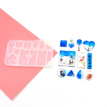 

Silicone Mold Star Heart Round Bow Bone Rectangle Paw Charm Mold Resin Pendant Making Silicone Pendant