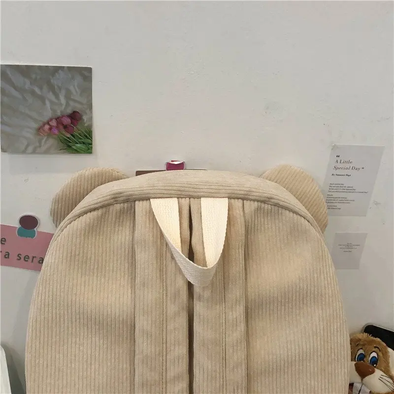 Stylish Backpacks best of sale  Japanese Corduroy Bear Backpacks for Cute Women Multi-pockets School Bags Large Capacity Backpack Teenger Girls Schoolbag Female stylish backpacks for women