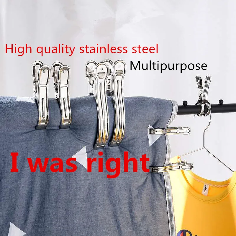 Clothes Pegs 5/10 Pieces Of Stainless Steel Clothespin Hanger Clothes Strong Spring Clothespin Holder Home Decoration Towel Clip Sealing Clip