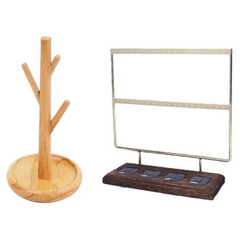 

2 Pcs Tree Jewelry Stand Display Earring Necklace Holder Organizer Rack