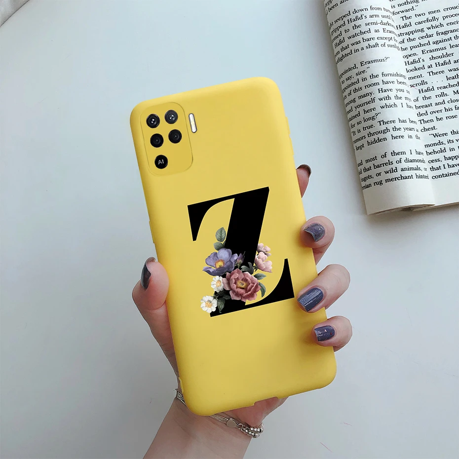 cases for oppo phones For Oppo Reno 5 Lite Case Letters Monogram ABC Flower Soft Silicone Back Cover For Oppo Reno5 Z Reno 5 F Z Lite 5F 5Z 5Lite Case oppo phone back cover