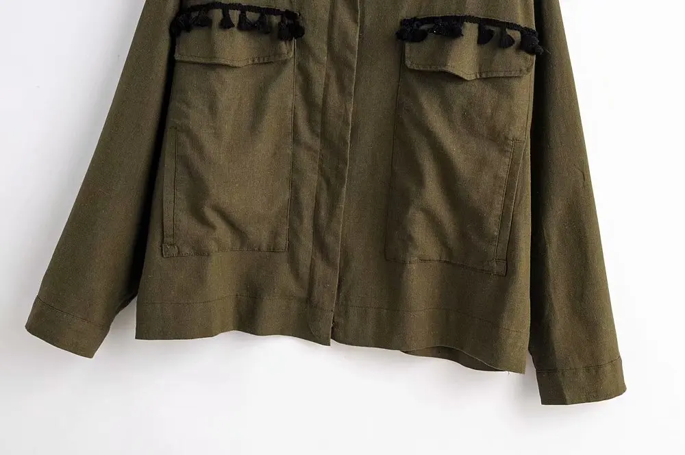 Western Style Autumn And Winter WOMEN'S Dress New Style Solid Color Loose-Fit Army Green Coat