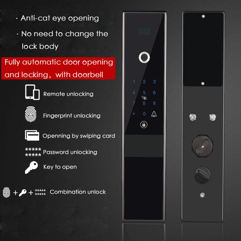 Электронный Bluetooth отпечаток пальца код замка двери, карта, ключ сенсорный экран цифровой пароль замок wifi смарт-замок приложение