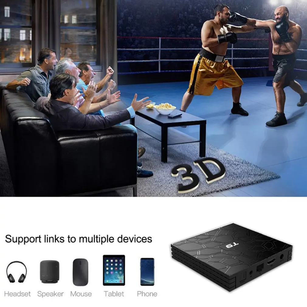 T9 TV Box Android 8.1 Quad-Core 4.0 TV Box 4K Smart 17.6 HD Media Player UE EU UK AU Plug Android box set