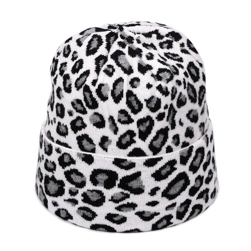 Модная женская леопардовая шапочка, шапка с меховым помпоном, зимний теплый вязанный, вязаная шапка защита, шапка бини для женщин, шапка gorras - Цвет: G